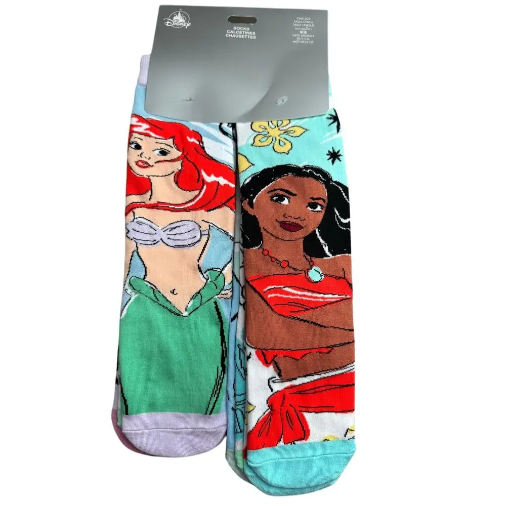 GIRLS DISNEY PRINCESS SOCKS SET ONE SIZE FITS MOST FIVE PAIR NWT